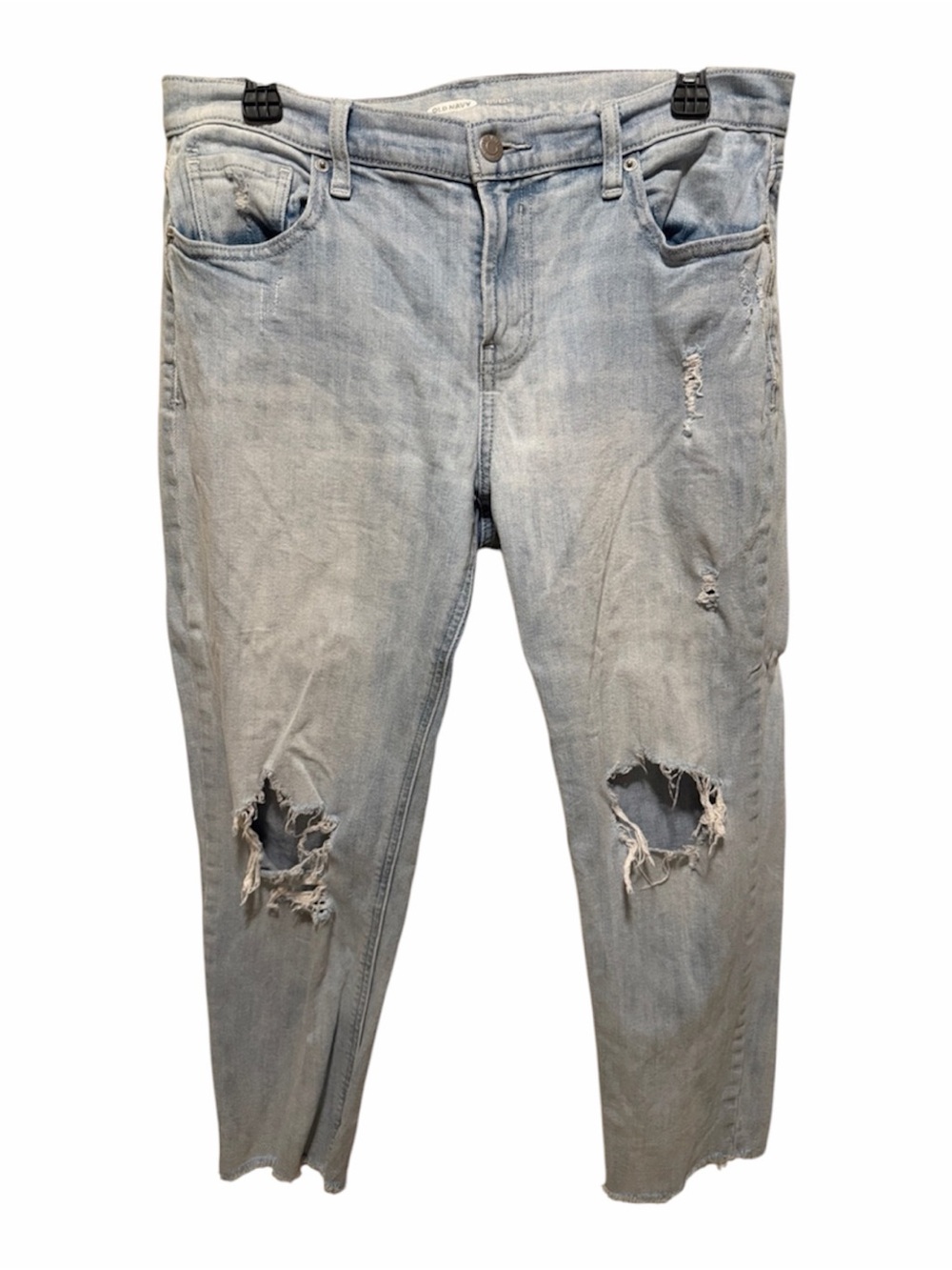 Old Navy Light Wash Distressed Women's Jeans - Casual Ripped Knee Style
